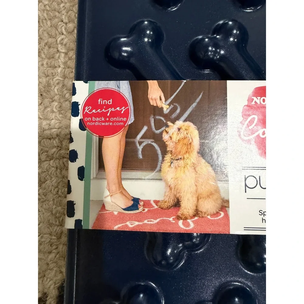 Nordic Ware Puppy Love Navy Dog Bone Treat Pan Nonstick Baking Mold New W Tag